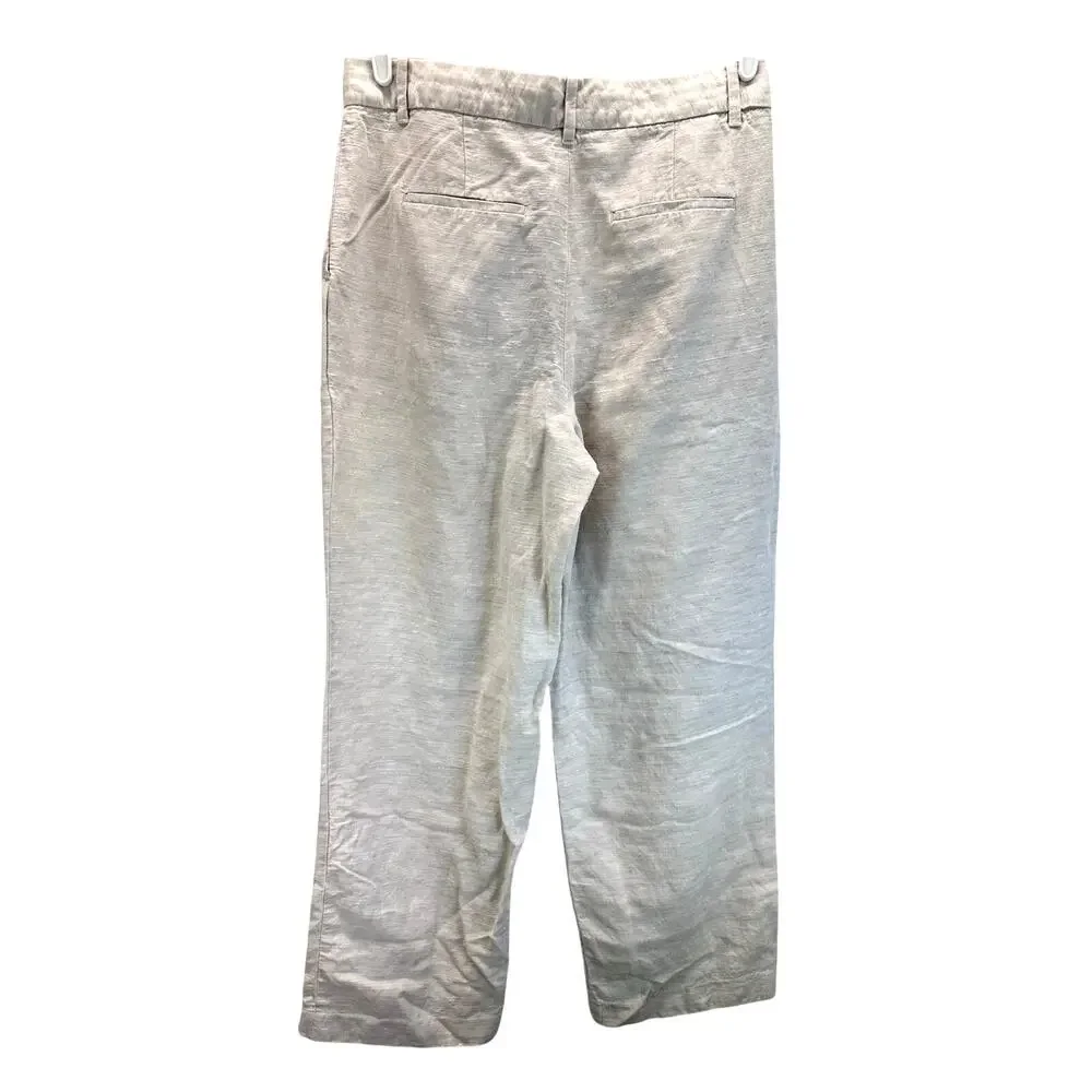Aritzia Wilfred The Effortless Pant Linen Oatmeal High Waisted Wide Leg 14